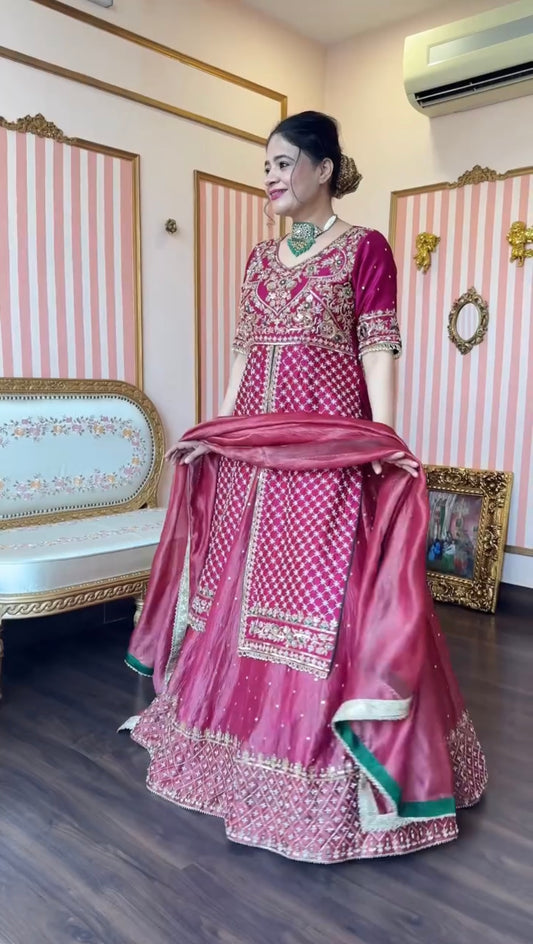 Heavy Traditional Crop Top with Lengha Set