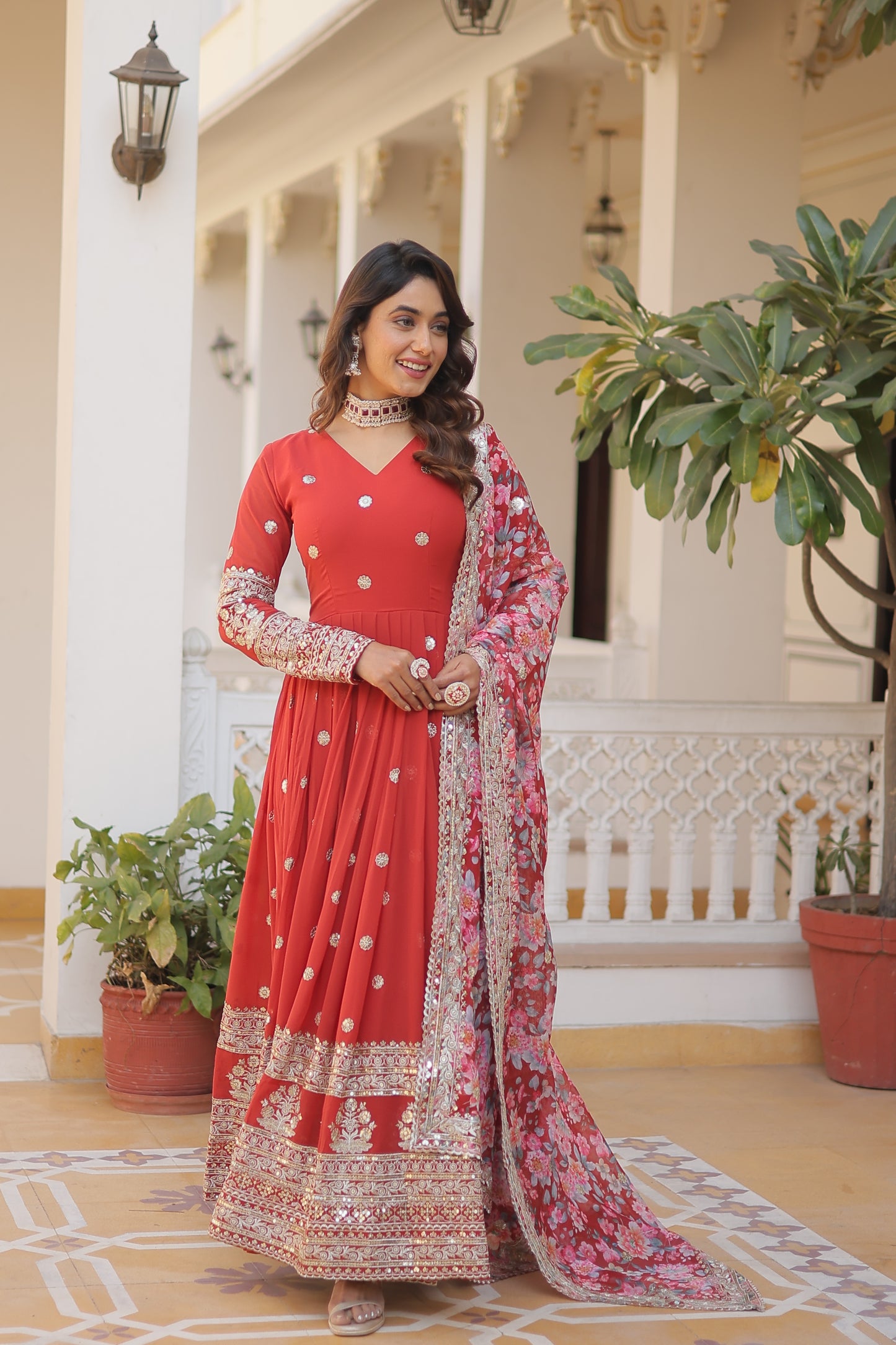 KAVITA' DESIGNER READYMADE GOWN td-131 RED