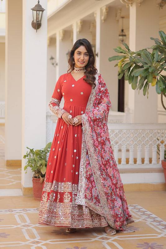 KAVITA' DESIGNER READYMADE GOWN td-131 RED