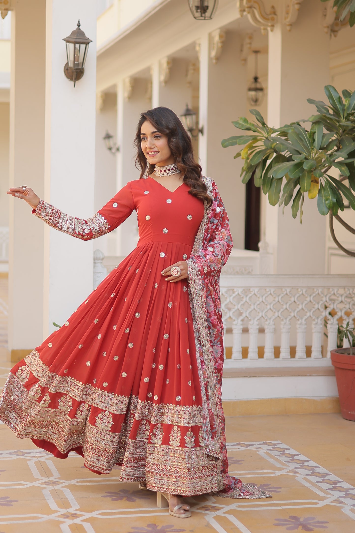 KAVITA' DESIGNER READYMADE GOWN td-131 RED