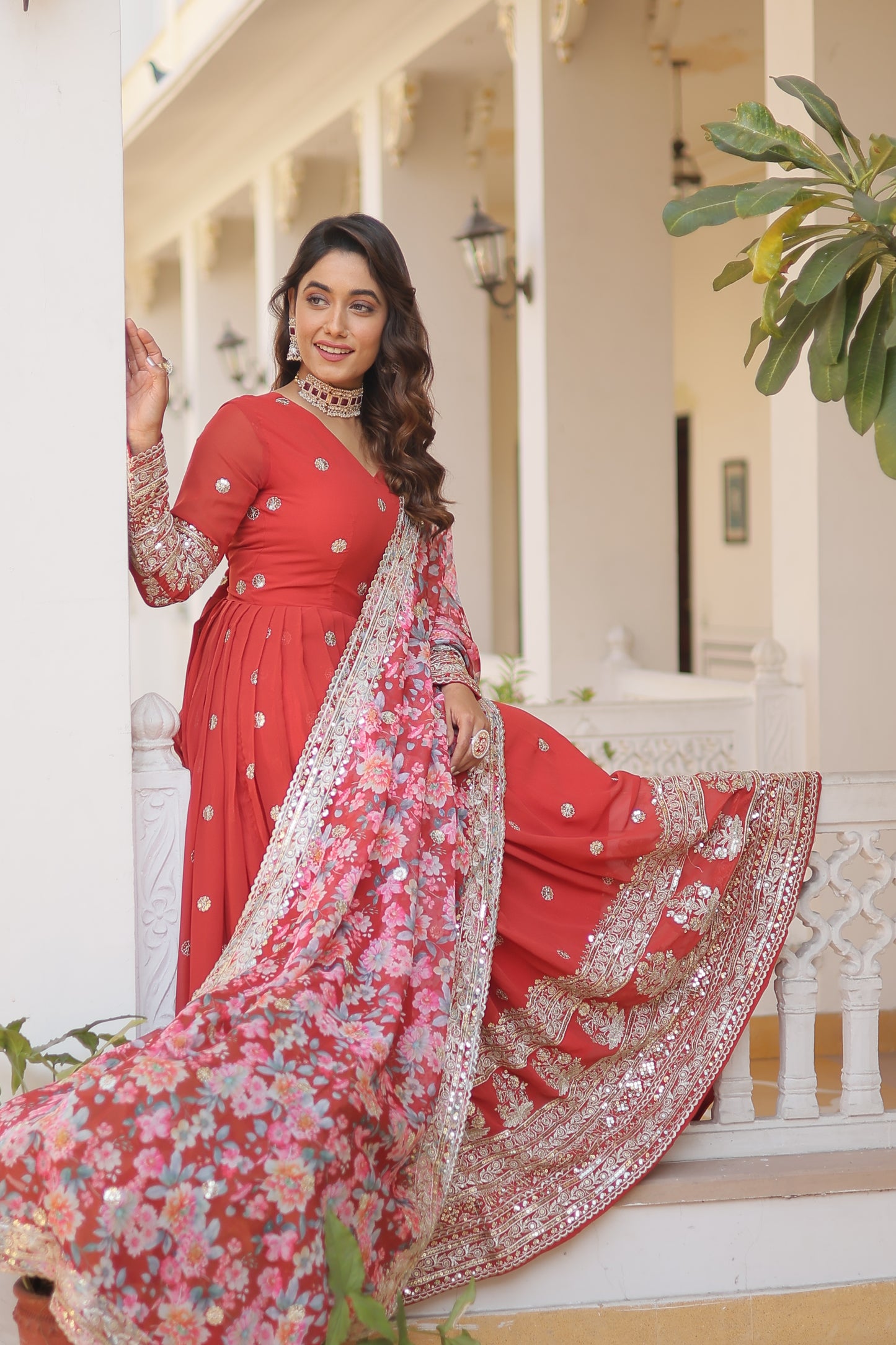 KAVITA' DESIGNER READYMADE GOWN td-131 RED