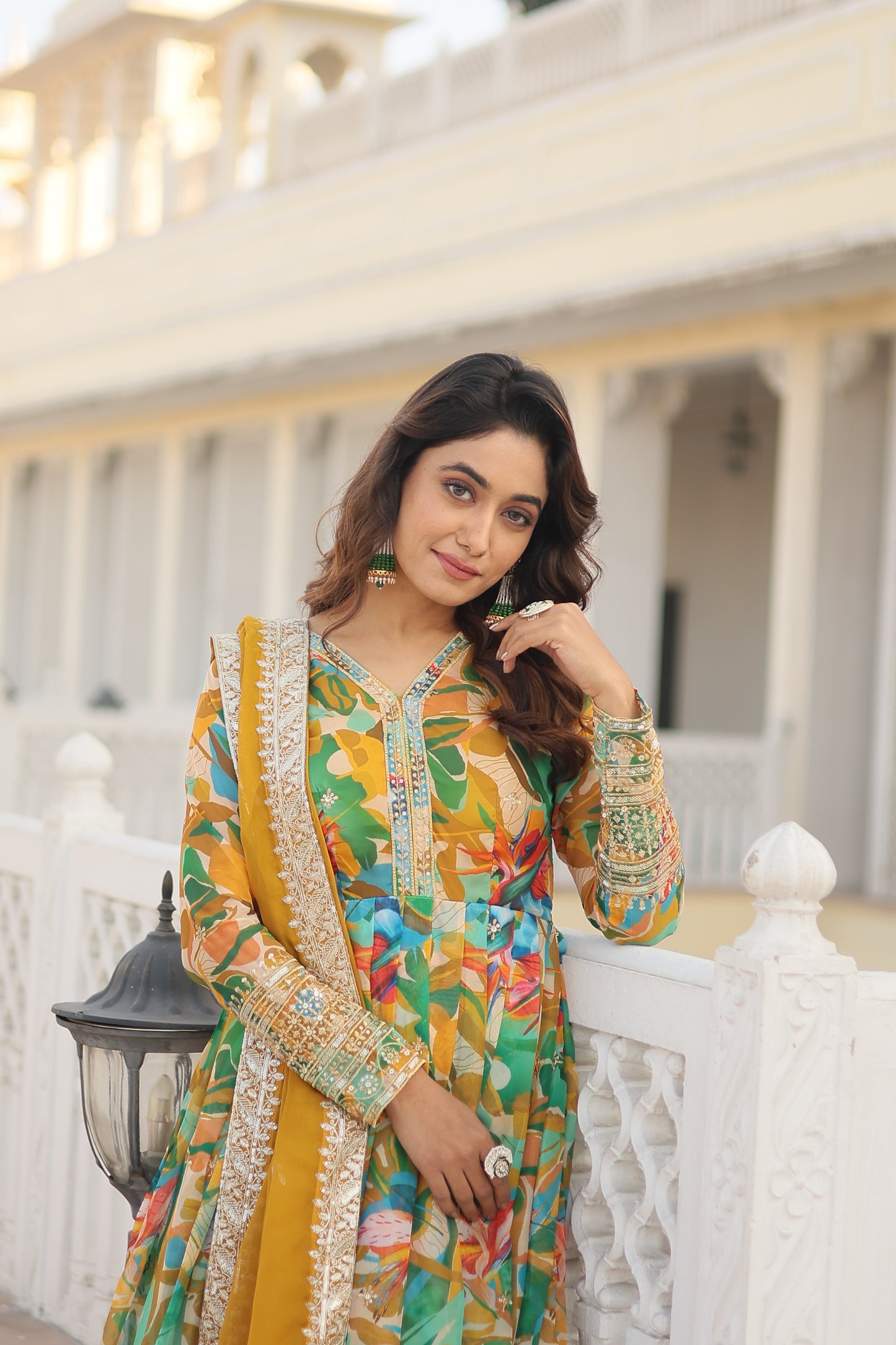 MALTI COLOUR READYMADE GOWN WITH DUPATTA SET-TD-129-MALTI GREEN