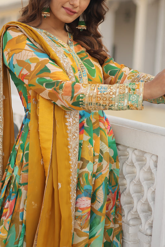 MALTI COLOUR READYMADE GOWN WITH DUPATTA SET-TD-129-MALTI GREEN