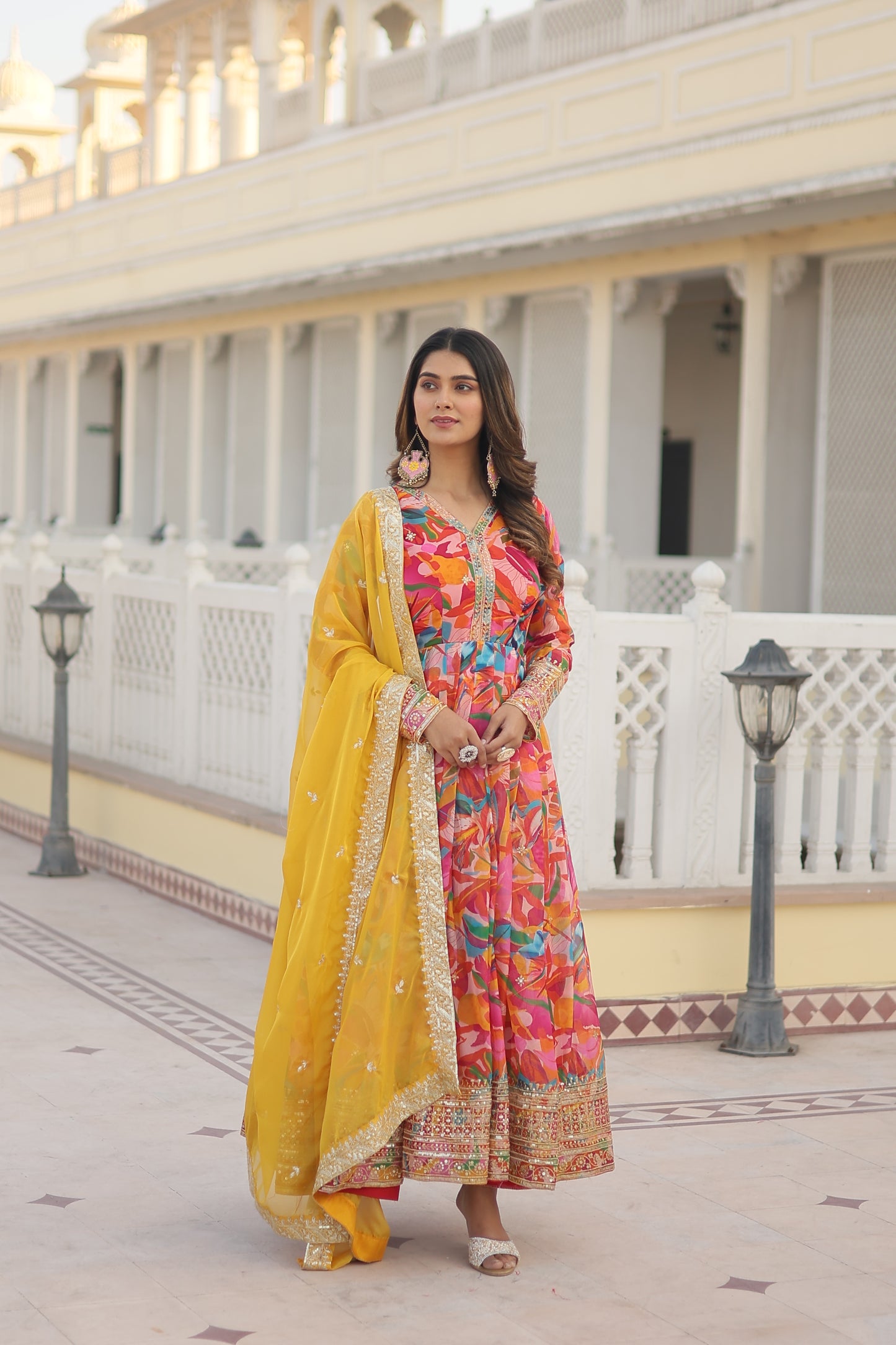 MALTI COLOUR READYMADE GOWN WITH DUPATTA SET-TD-129-MALTI RED