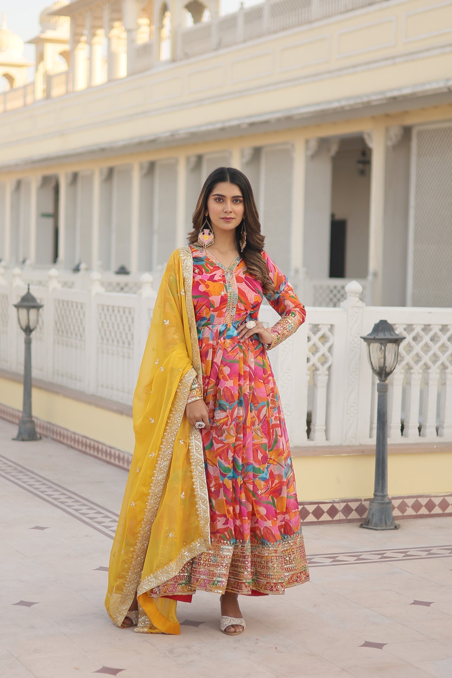 MALTI COLOUR READYMADE GOWN WITH DUPATTA SET-TD-129-MALTI RED
