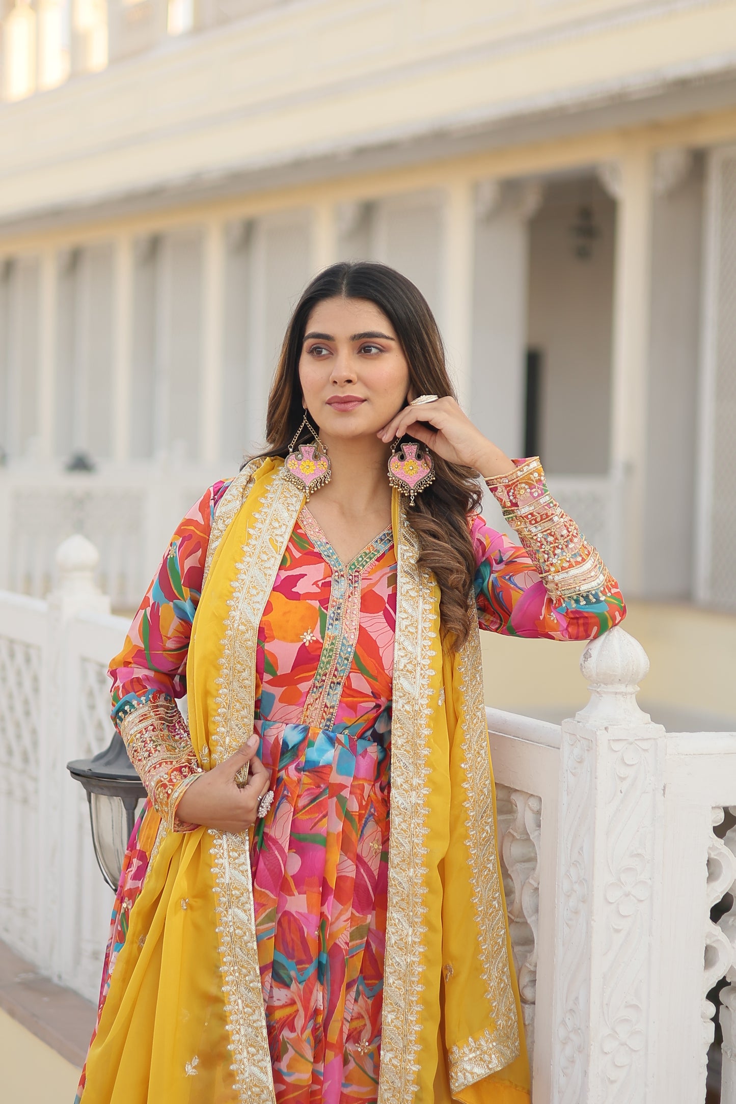 MALTI COLOUR READYMADE GOWN WITH DUPATTA SET-TD-129-MALTI RED