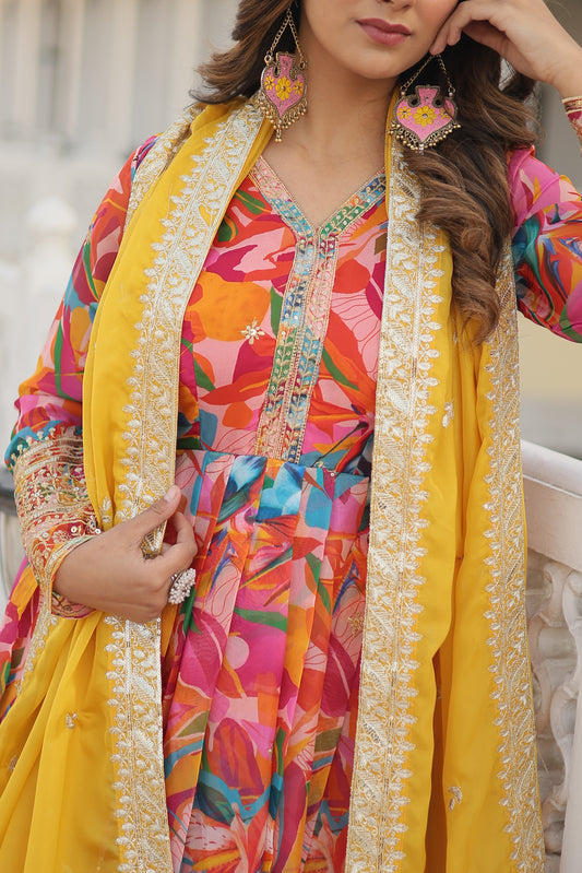 MALTI COLOUR READYMADE GOWN WITH DUPATTA SET-TD-129-MALTI RED