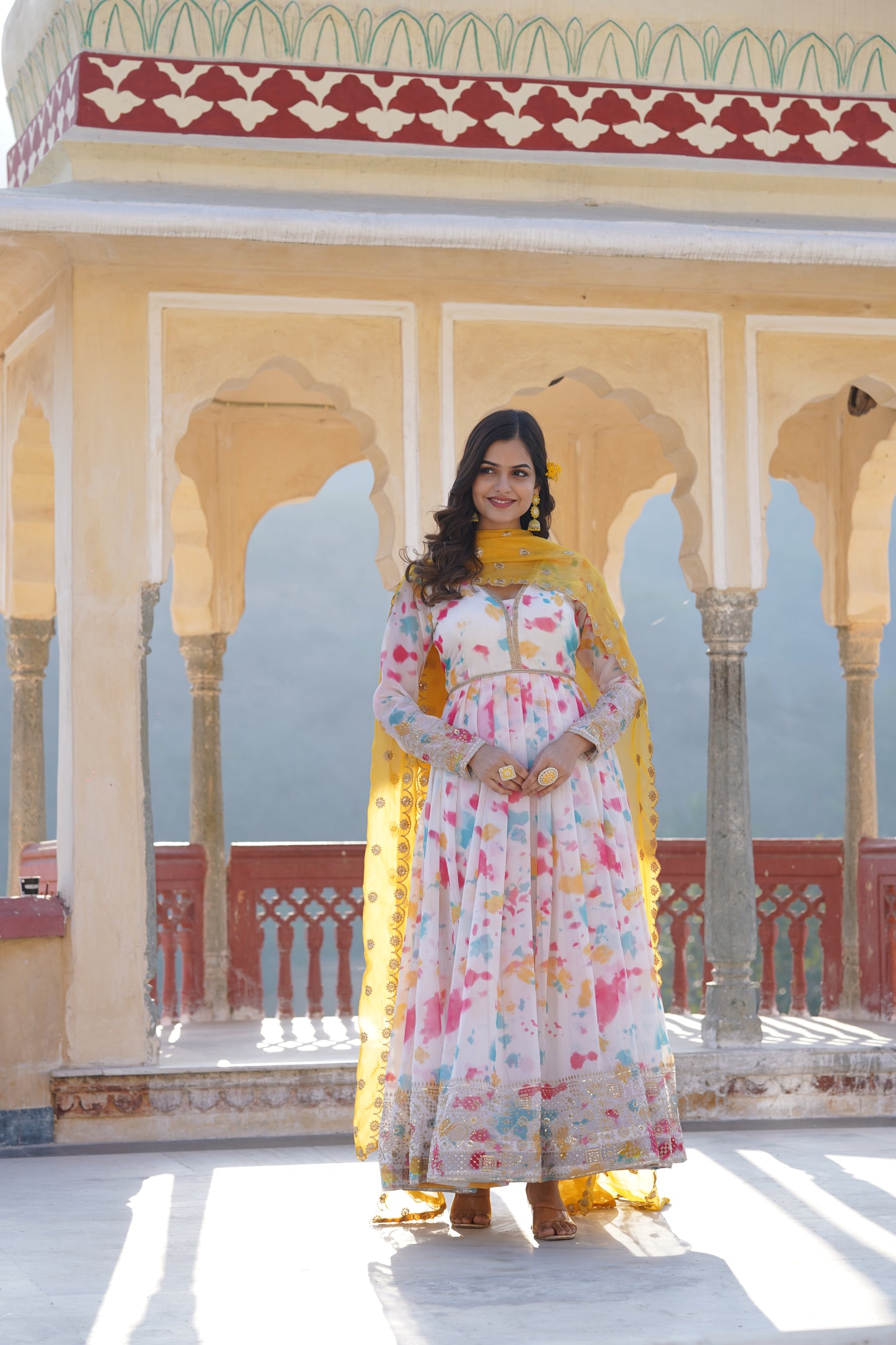 Malti Colour READYMADE GOWN WITH DUPATTA SET