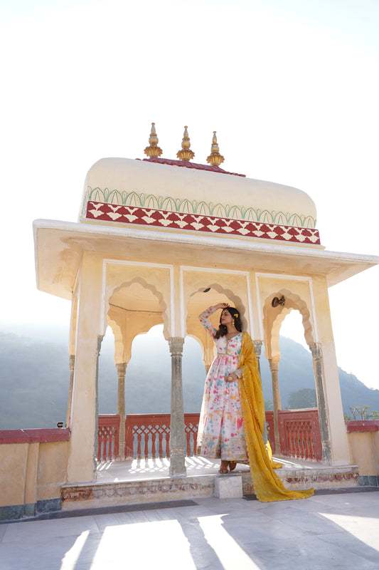 Malti Colour READYMADE GOWN WITH DUPATTA SET