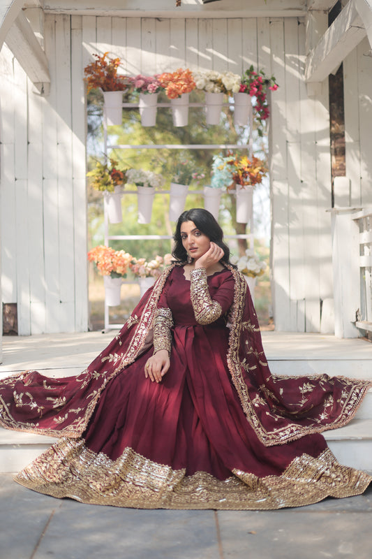 RADIANT DARK MAROON SUIT SET