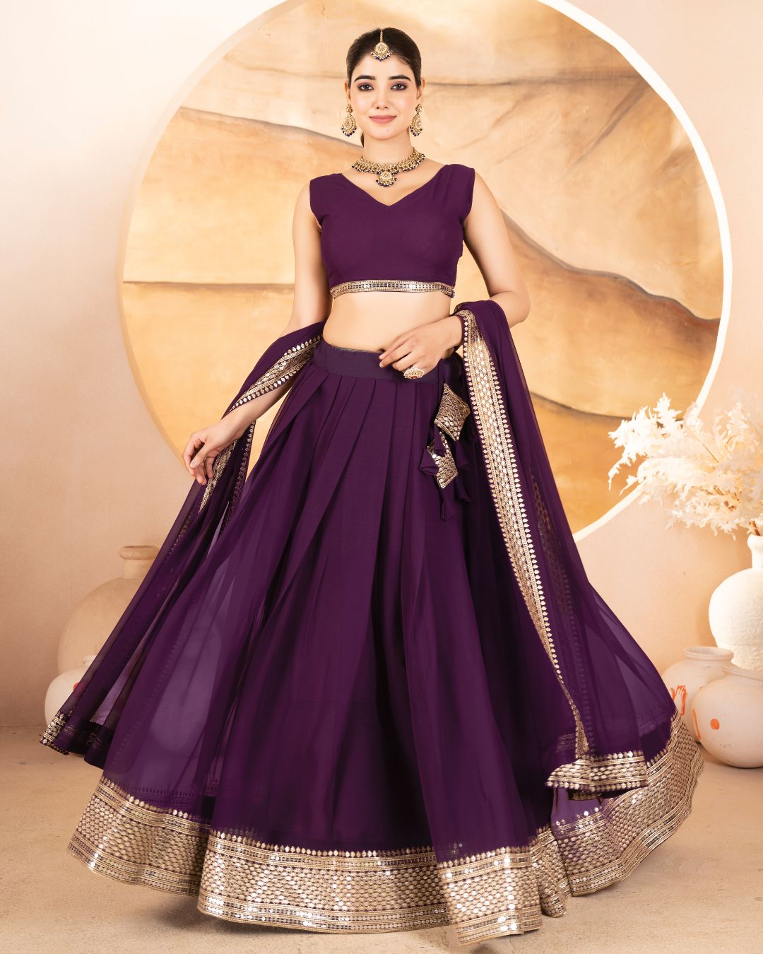 Katalina's Wine Coloured Party Wear Lehenga Choli