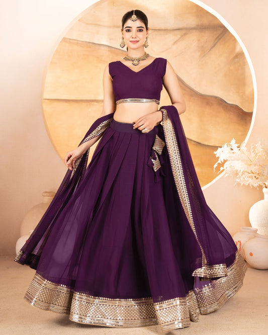 Katalina's Wine Coloured Party Wear Lehenga Choli
