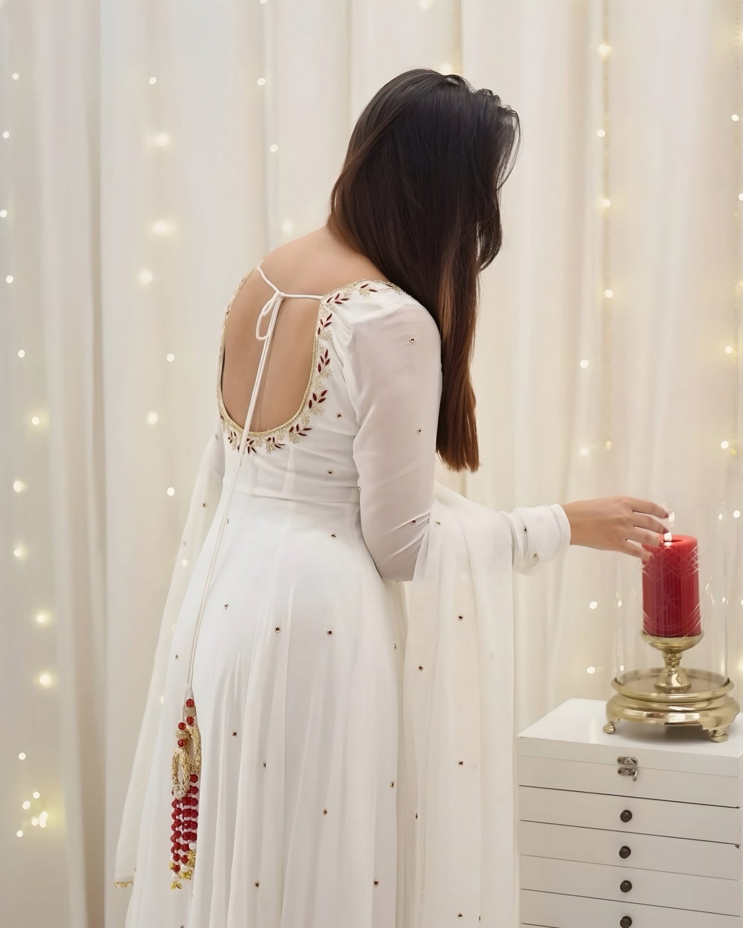 Tejsvi's'  White Colour Traditional White Anarkali Suit 🤍