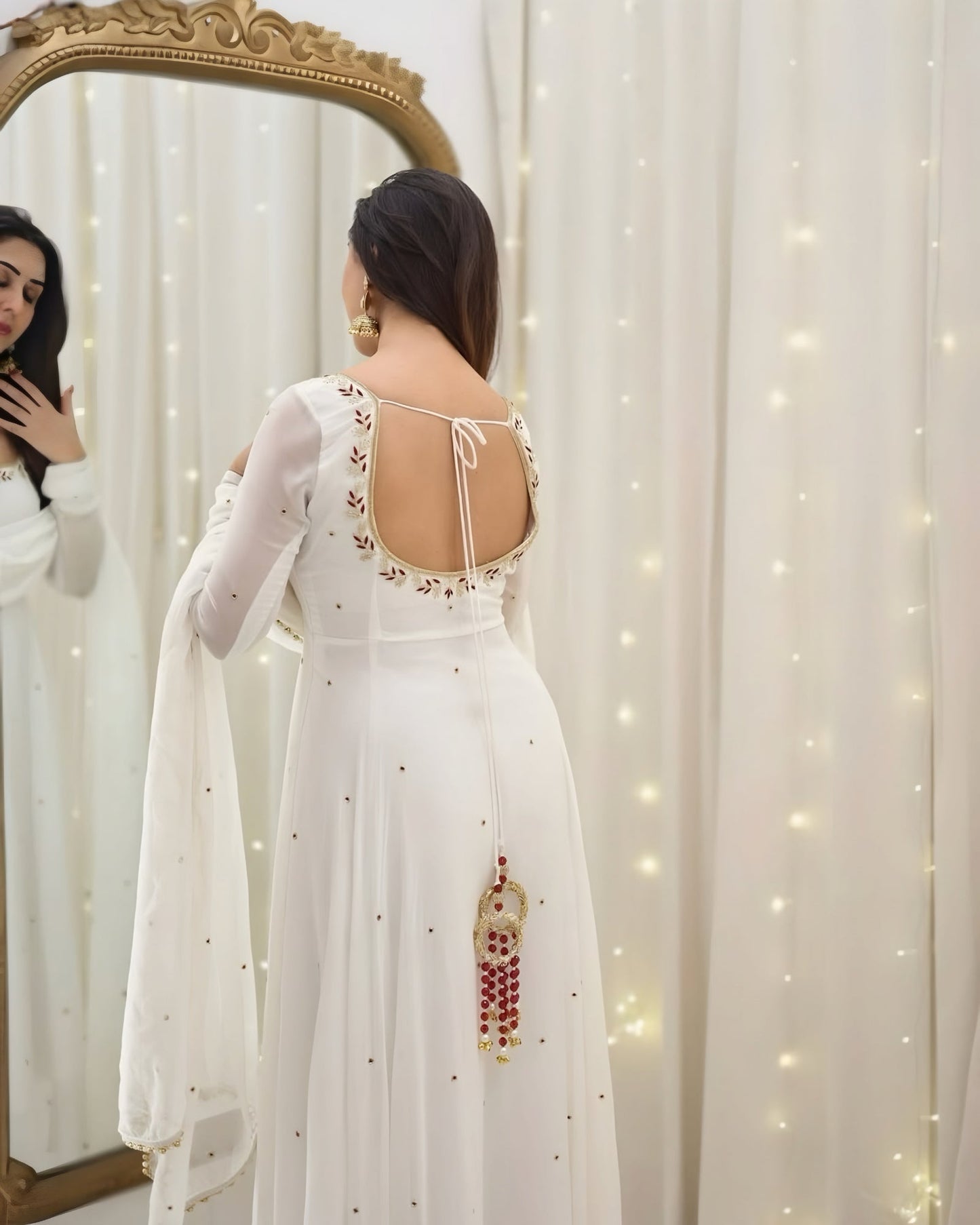 Tejsvi's'  White Colour Traditional White Anarkali Suit 🤍