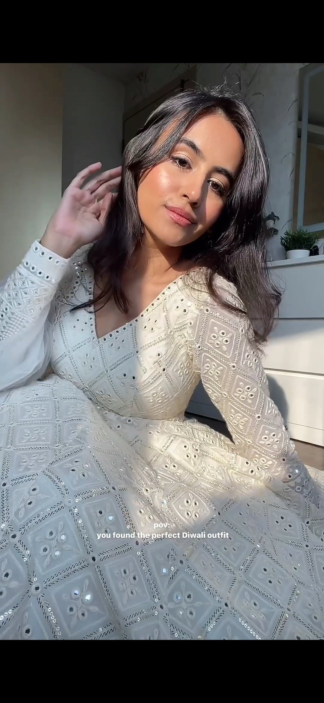 Lucknowi Embroidered Georgette Anarkali Full  Stitched Suit Set