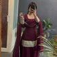 Kaira's Off Maroon Designer Readymade Gown Suit Set .