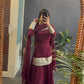 Kaira's Off Maroon Designer Readymade Gown Suit Set .