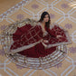 DARK MAROON Blooming Gown with Dupatta With Attractive Embroidered Sequins work.