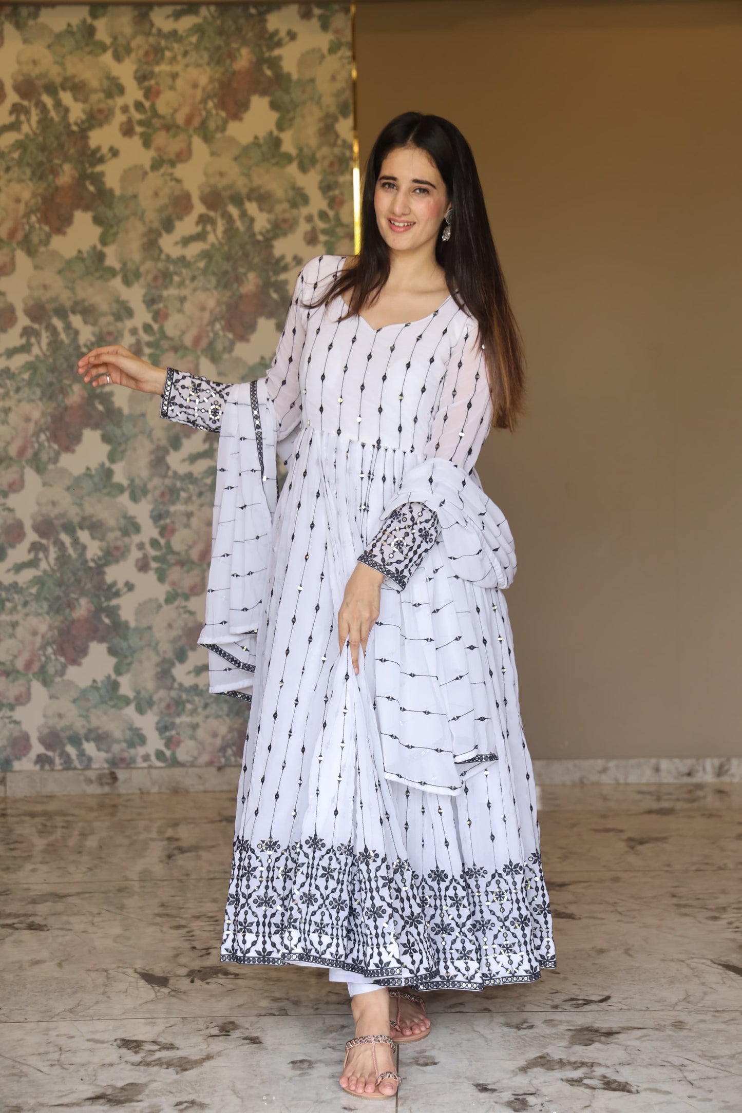 WHITE'S COLOURED ANARKALI SUIT SET