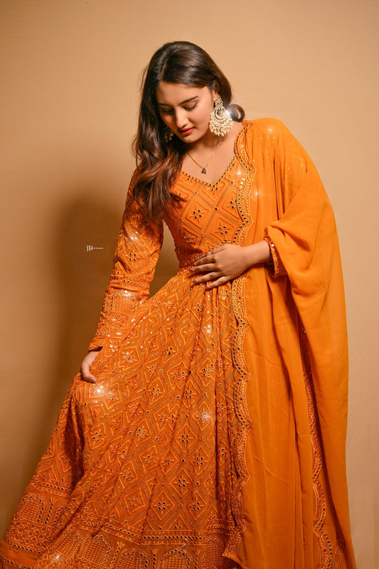 MUSTARD'S COLOUR PREMIUM ANARKALI SUT custmize anarkali