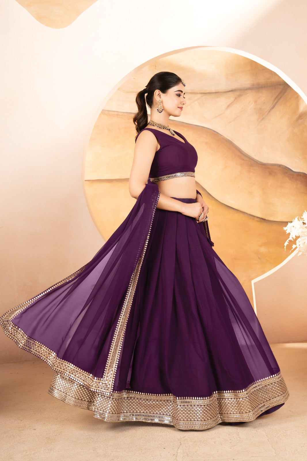 Katalina's Wine Coloured Party Wear Lehenga Choli