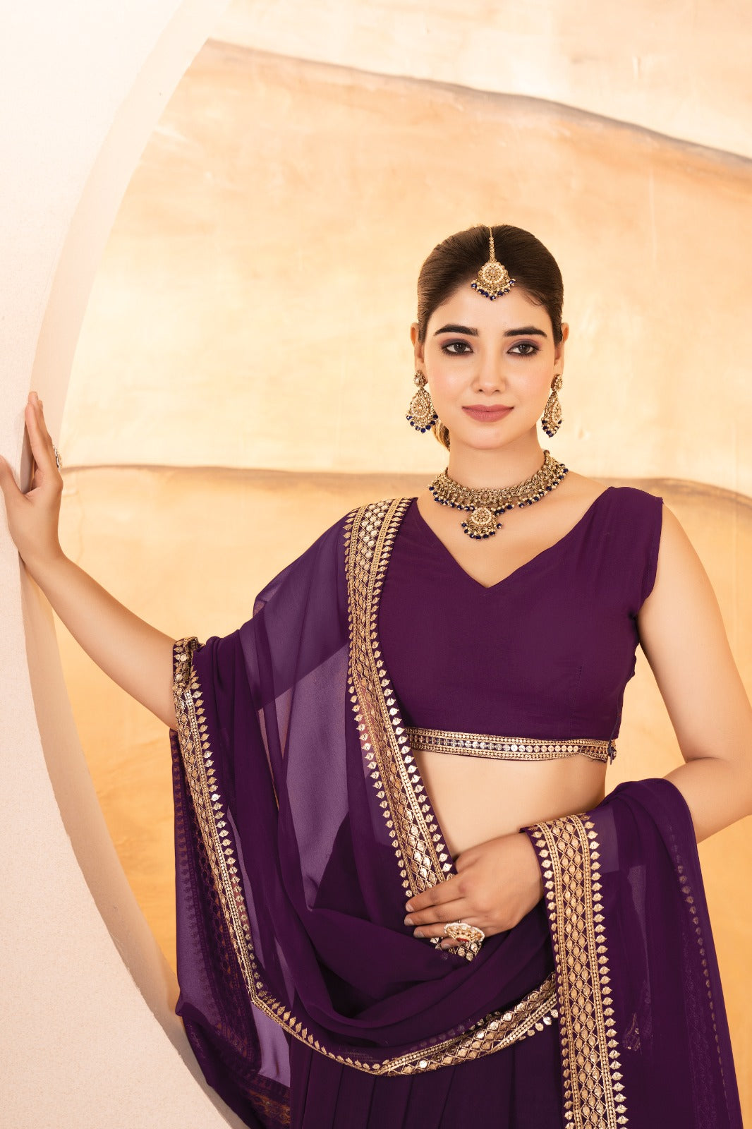 Katalina's Wine Coloured Party Wear Lehenga Choli