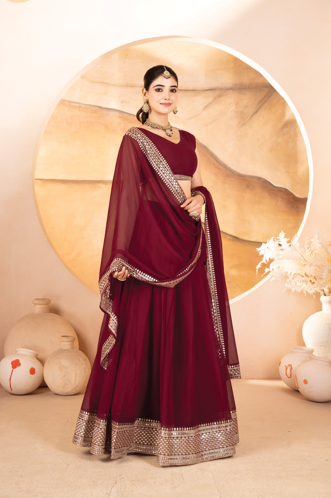 Katalina's Maroon Coloured Party Wear Lehenga Choli