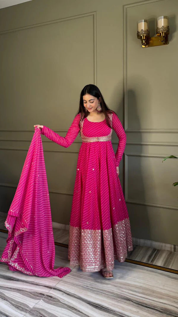Bandhej Heavy Traditional Koti Anarkali Suit Set