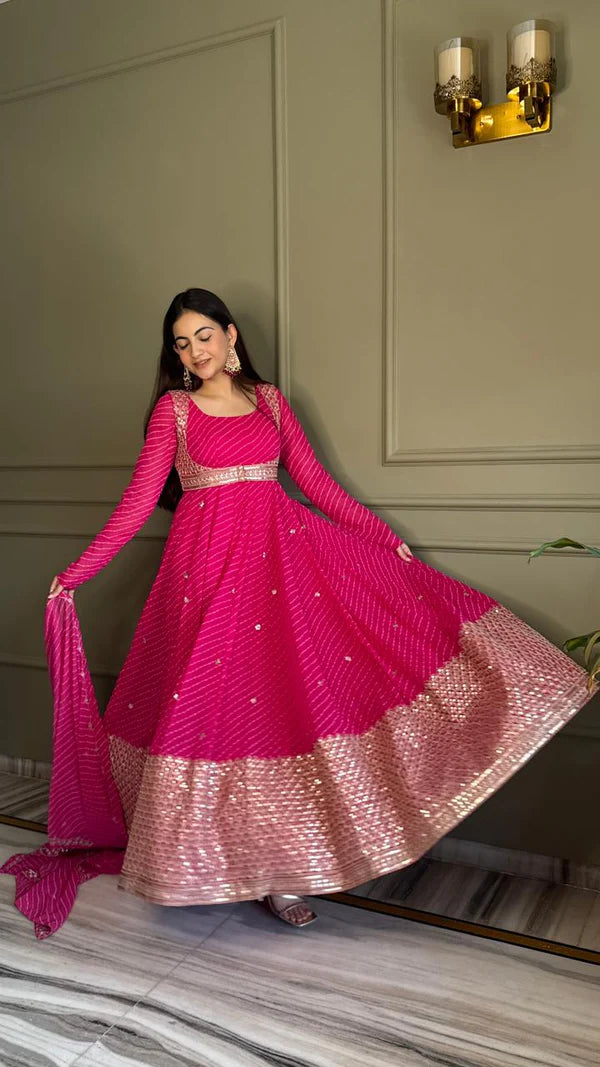 Bandhej Heavy Traditional Koti Anarkali Suit Set