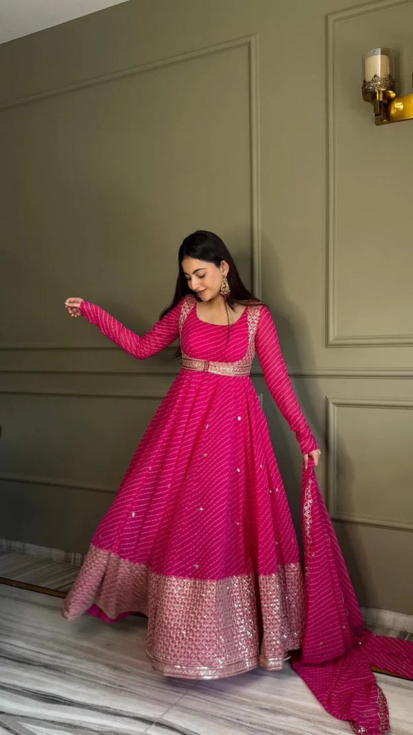 Bandhej Heavy Traditional Koti Anarkali Suit Set