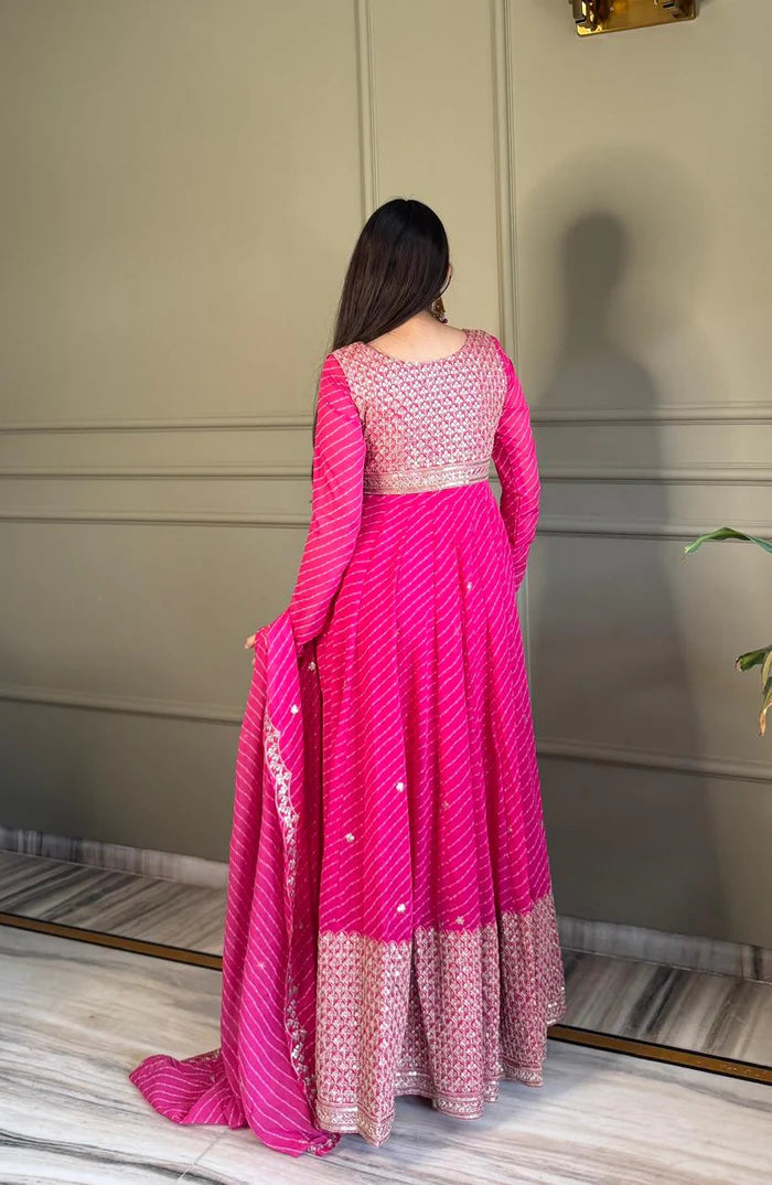 Bandhej Heavy Traditional Koti Anarkali Suit Set