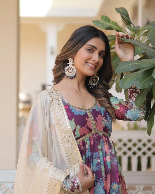 Faux Georgette With digital print Anarkali Suit-TD-125-JABU