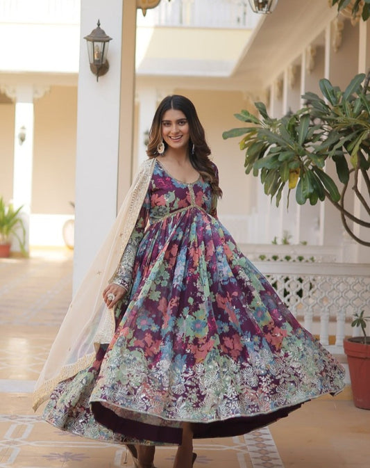 Faux Georgette With digital print Anarkali Suit-TD-125-JABU