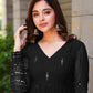 BLACK GEORGETTE EMBROIDERED SUIT SET TD-107