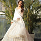 White Colored Sequins Work Gown pent and duptta suit set TD-128