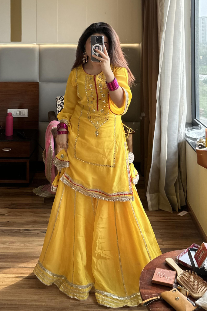 Simar`s Yellow Sharara Suit Set