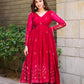 MAROON  GEORGETTE EMBROIDERED SUIT SET TD-107