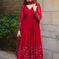 MAROON  GEORGETTE EMBROIDERED SUIT SET TD-107