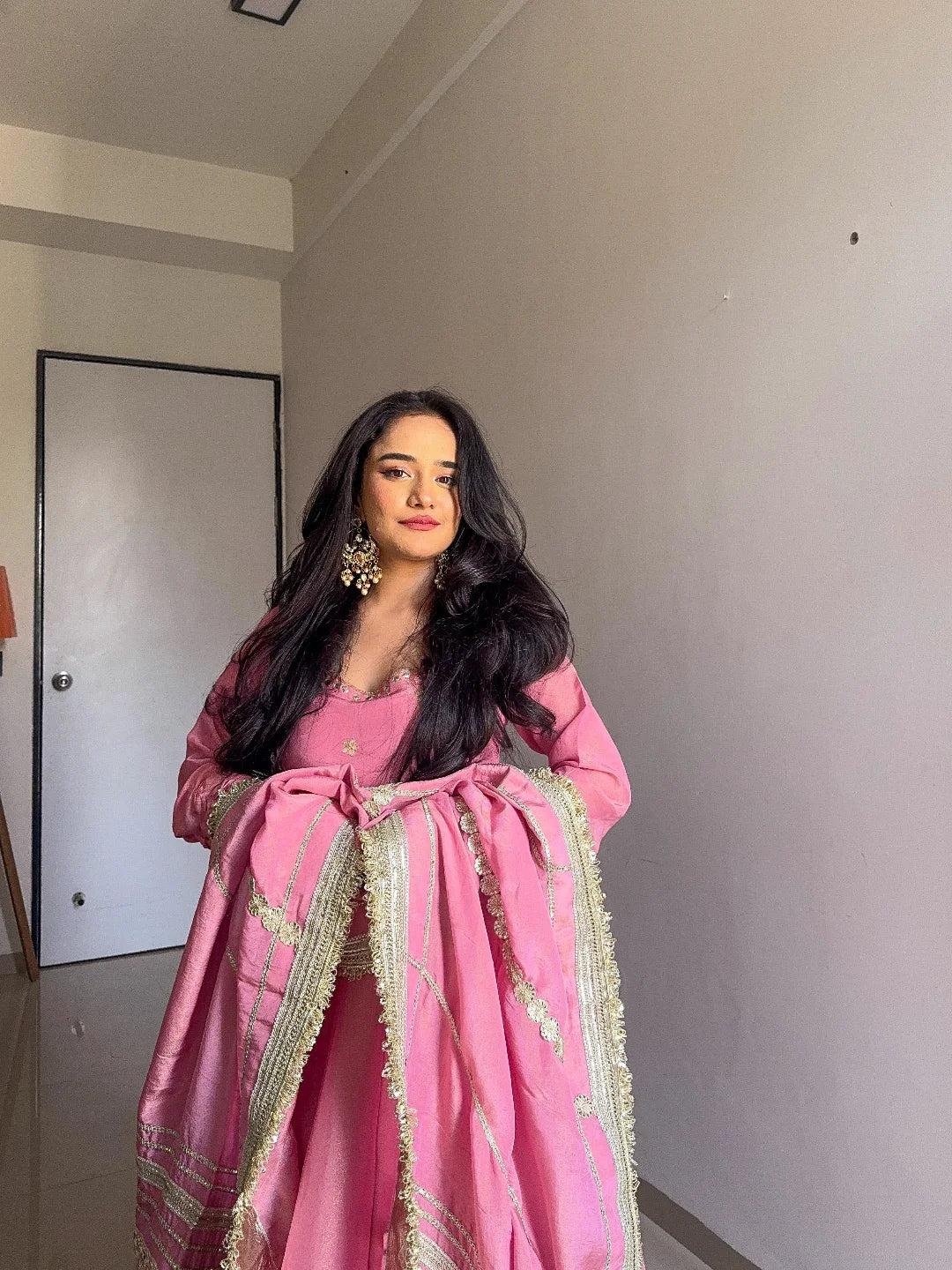 PRIYANKA'S PEACH COLOUR TRENDING ANARKALI SET