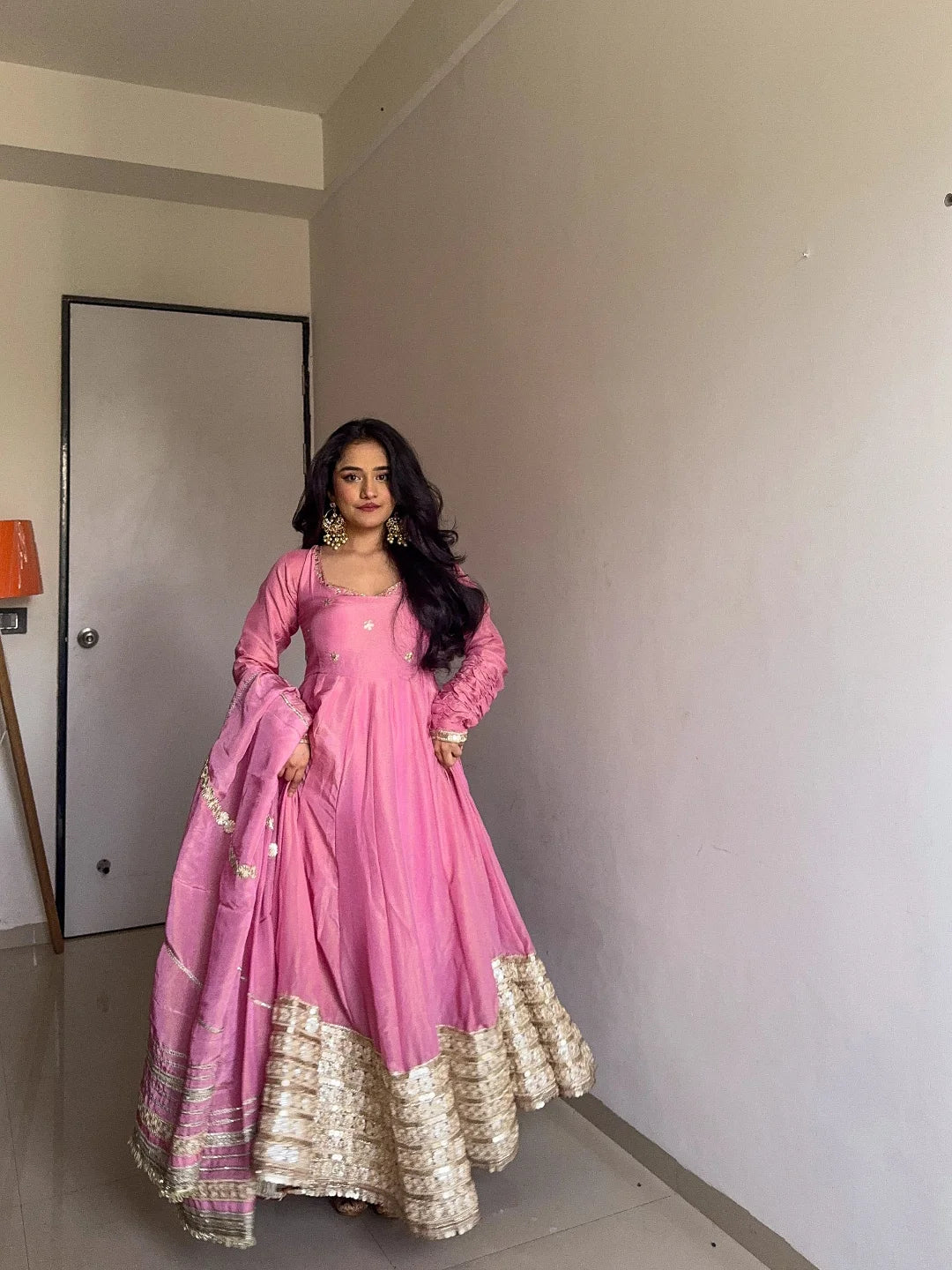 PRIYANKA'S PEACH COLOUR TRENDING ANARKALI SET
