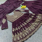 Zarna's Embroidered Party Wear Chiffon Top Plazzo Suit Set