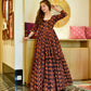 Black Masleen Silk long Gown-TD-7003