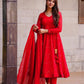 BLOOMING RED GEORGETTE SUIT SET TD-103