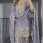 Grey Party Wear Look Top ,Dhoti Salwar And Dupatta