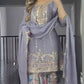 Grey Party Wear Look Top ,Dhoti Salwar And Dupatta