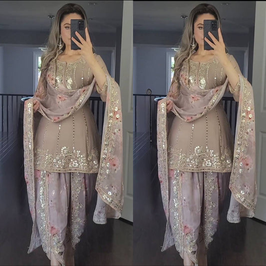 SUKUN  chiku Party Wear Look Top ,Dhoti Salwar And Dupatta td-313