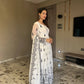 White Colored EMBROIDERED GEORGETTE ANARKALI FULLY STITCHED SUIT SET AY-341