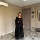 BLACK EMBROIDERED GEORGETTE ANARKALI SUIT SET TD-1150