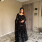 BLACK EMBROIDERED GEORGETTE ANARKALI SUIT SET TD-1150