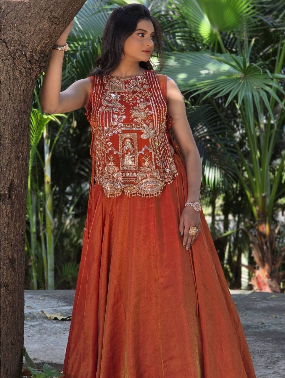 Traditional Crop Top lengha With  strug Set